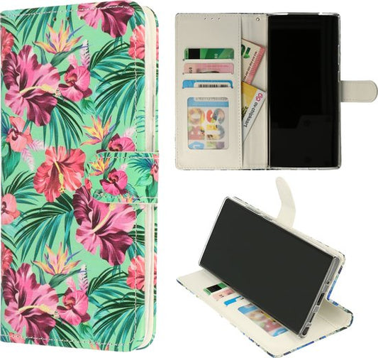 Samsung Galaxy S23 Hoesje - Tropische Bloemen Print - Bookcase