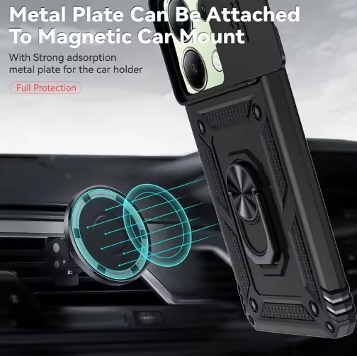 Xiaomi Redmi 15C Case - Matte Black - Armour Kickstand Camera Back Cover