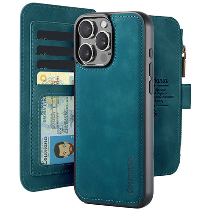 Apple iPhone 16 Pro Max Hoesje - Emerald Green - 2 in 1 Bookcase met Rits