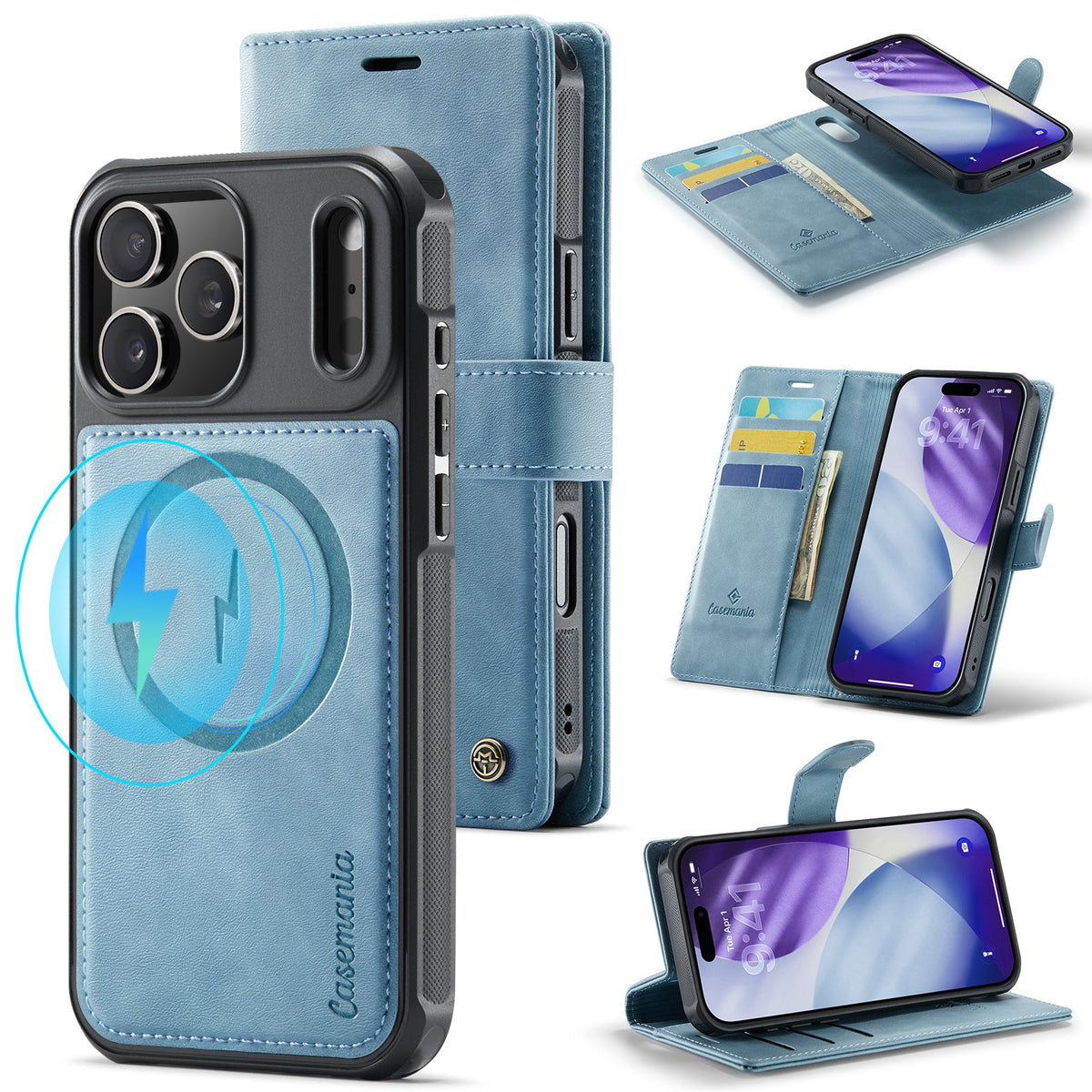 Apple iPhone 17 Pro Max Hoesje - Aqua Blue - Luxe 2 in 1 MagSafe Bookcase