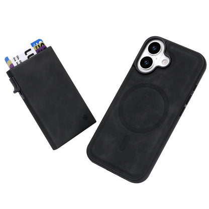 Apple iPhone 17 Hoesje - Charcoal Gray - MagSafe Back Cover met Uitschuifbare Pasjeshouder
