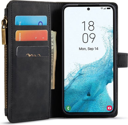 Samsung Galaxy S22 Plus Hoesje - Charcoal Gray - Luxe Bookcase met Rits