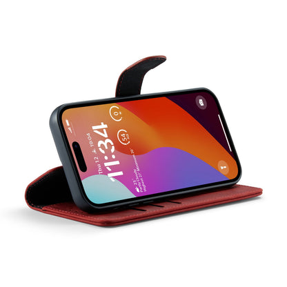 Apple iPhone 15 Pro Max Hoesje - Crimson Red - Echt Leren 2 in 1 MagSafe Bookcase