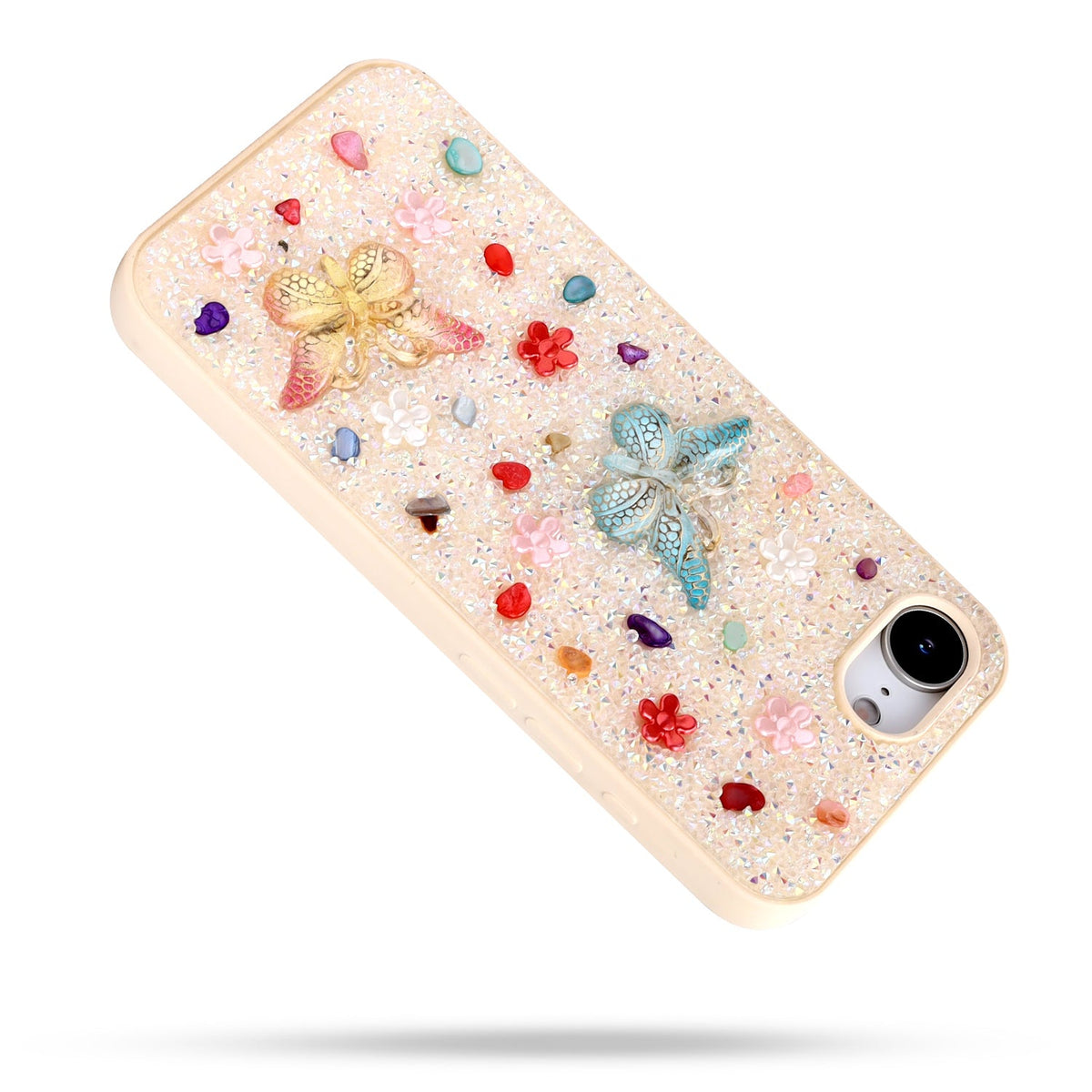 Apple iPhone 17e Case - Gold Butterflies - Butterfly Diamond Glitter Back Cover