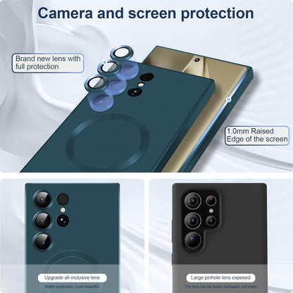 Samsung Galaxy S24 Ultra Hoesje - Donker Blauw - Matte Siliconen MagSafe Back Cover