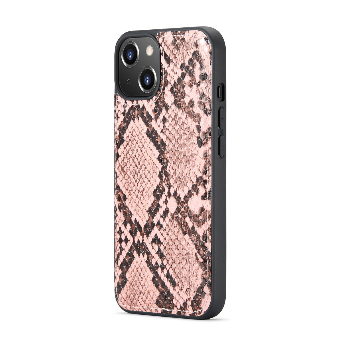 iPhone 13 Hoesje - Roze - Snake Luxe book Bookcase met Rits