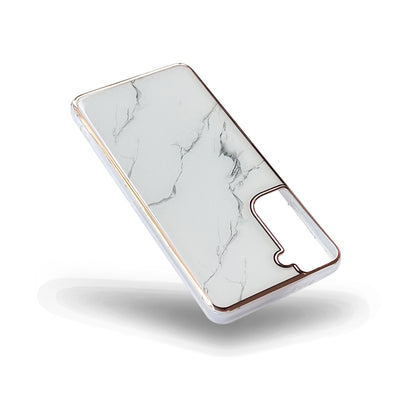 Samsung Galaxy A54 Hoesje - Wit - Siliconen Marmer Back Cover