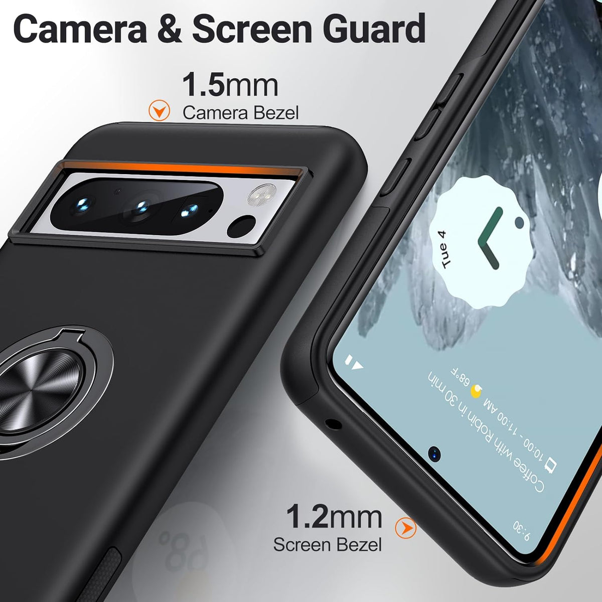 Google Pixel 8 Pro Case - Black - Anti-Shock Creative Kickstand Back Cover