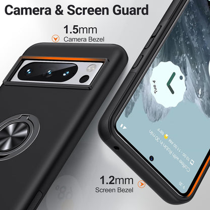 Google Pixel 8 Pro Case - Black - Anti-Shock Creative Kickstand Back Cover