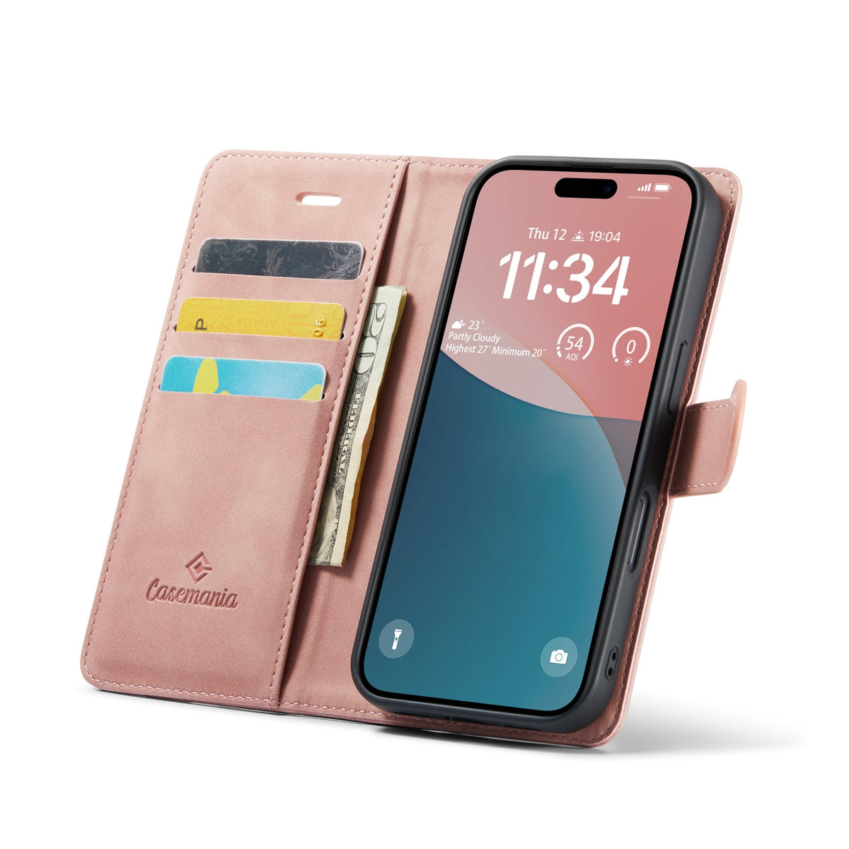 iPhone 16 Hoesje - Pale Pink - 2 in 1 Bookcase