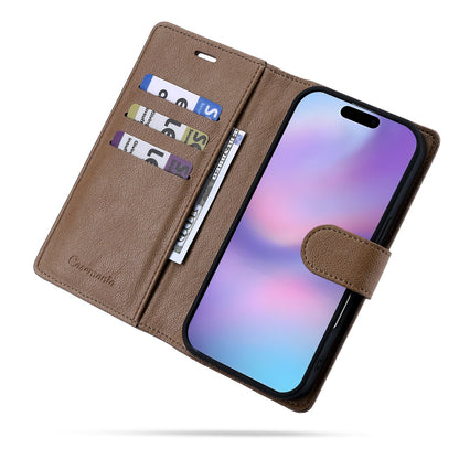 iPhone 16 Hoesje - Mocha Brown - 2 in 1 Lederlook Bookcase