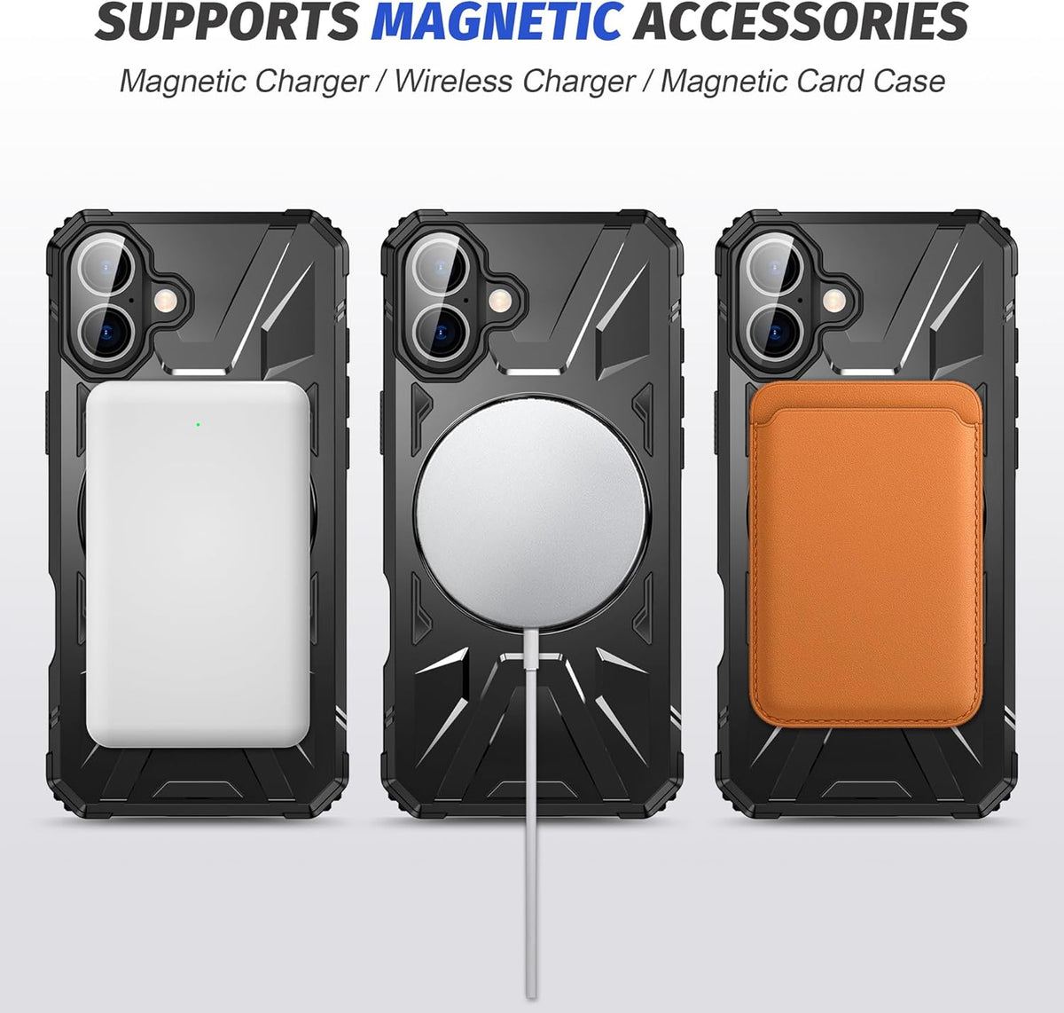 Apple iPhone 16 Plus Hoesje - Zwart - Ring Kickstand MagSafe Back Cover