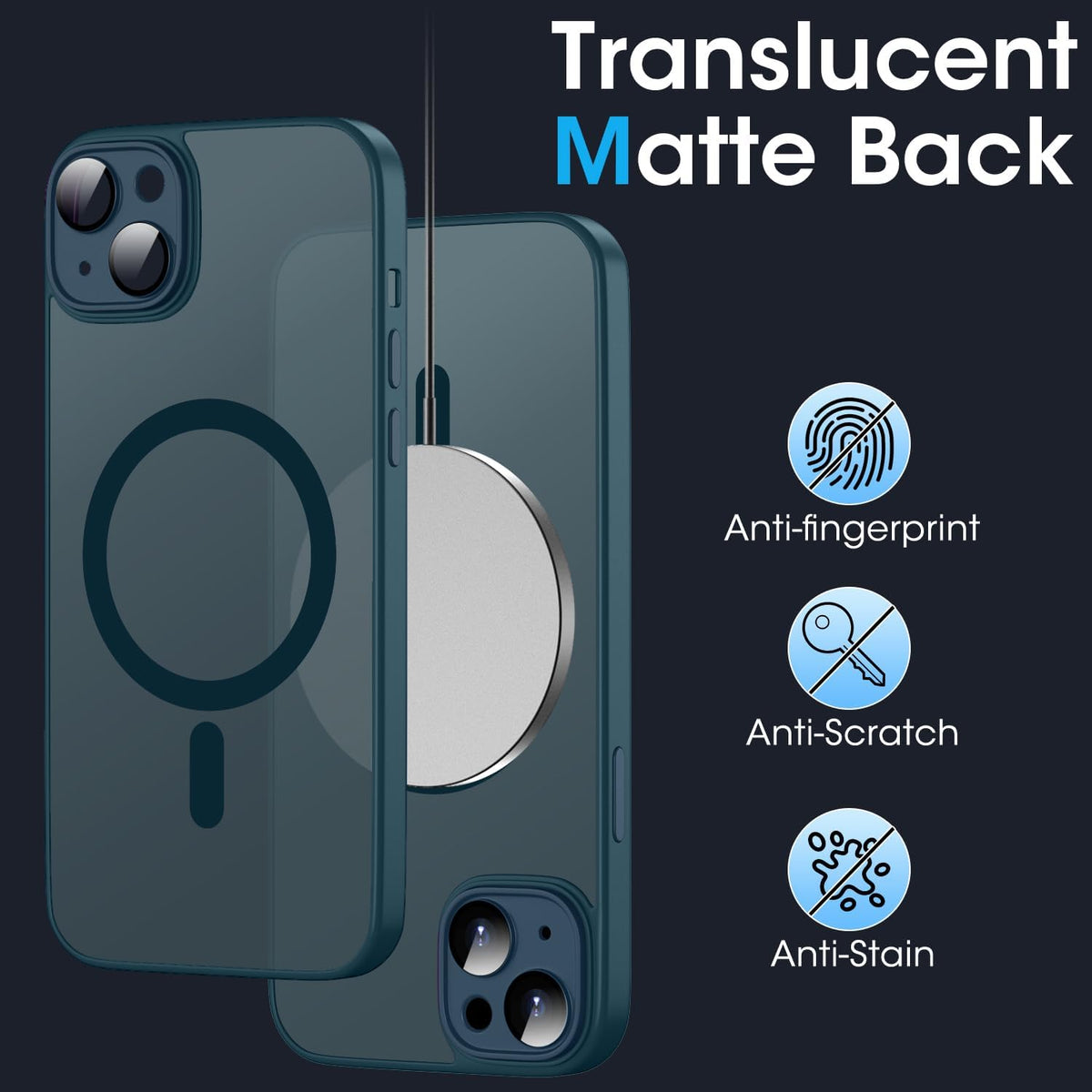 iPhone 15 Hoesje - Blauw - Matte Armor MagSafe Back Cover