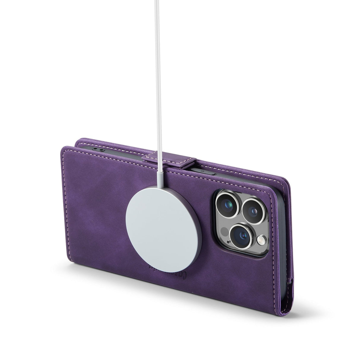 Apple iPhone 15 Pro Hoesje - Dark Purple - Portemonnee MagSafe Bookcase