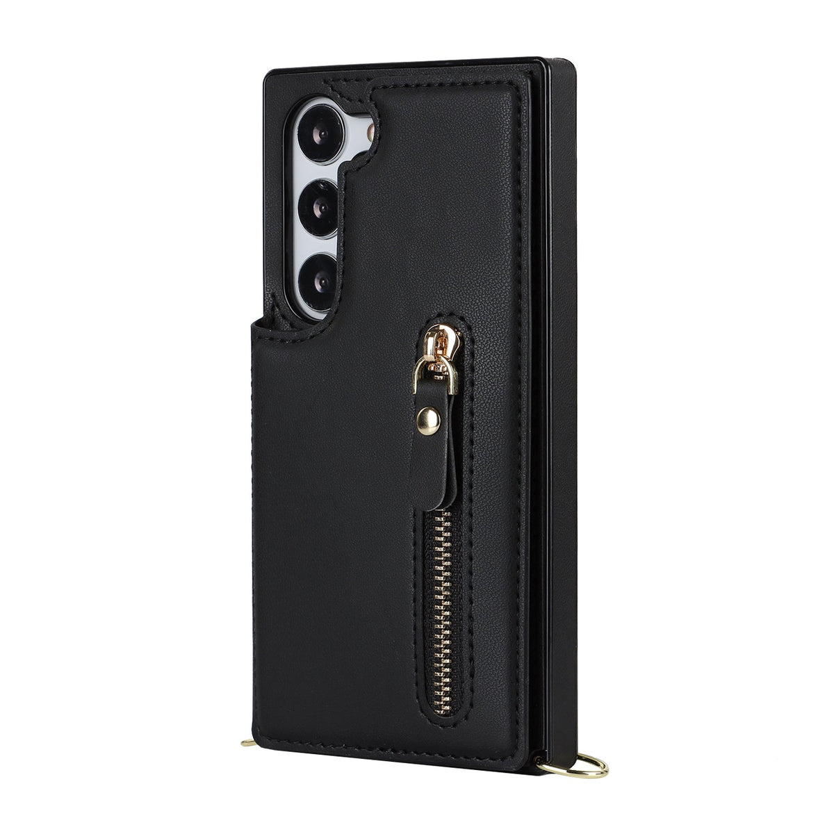 Samsung Galaxy S23 Plus Hoesje - Zwart - Luxe Back Cover met Telefoonkoord en Rits