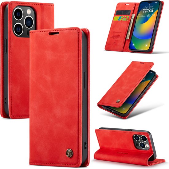 Apple iPhone 14 Pro Max Case - Crimson Red - Slim Wallet Case
