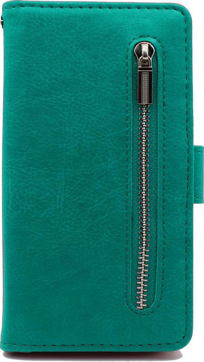Apple iPhone 12 Hoesje - Turquoise - Luxe Bookcase met Rits
