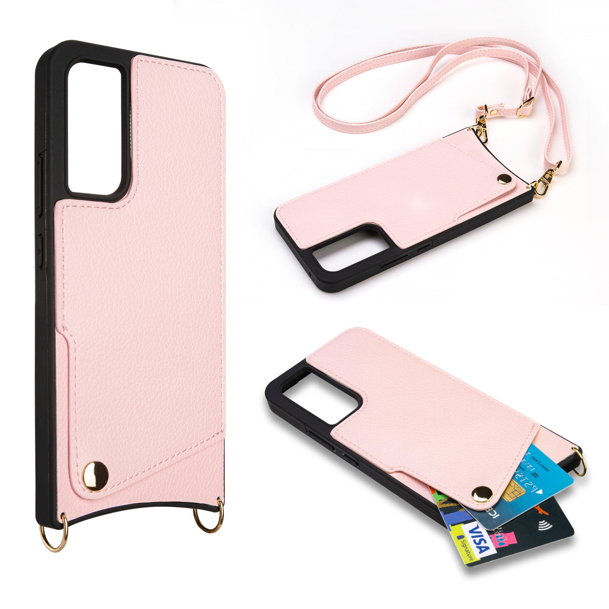 Samsung Galaxy A54 Case - Pink - Back Cover with Wrist Band and Phone Band