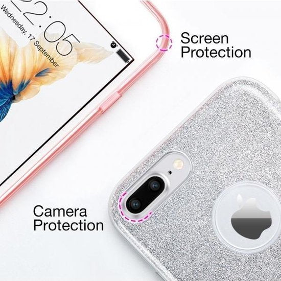 Apple iPhone 7 Plus Hoesje - Paars - Glitter Back Cover