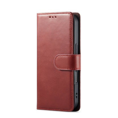 Apple iPhone 16 Pro Hoesje - Rood - Echt Leren Bookcase