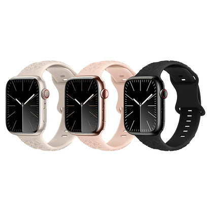 Apple Watch Bandje 44/45/46/49 mm - Hoco 3D Bloemen Siliconen - Powder Sand