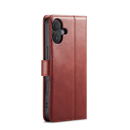 Apple iPhone 16 Plus Hoesje - Rood - Echt Leren Bookcase