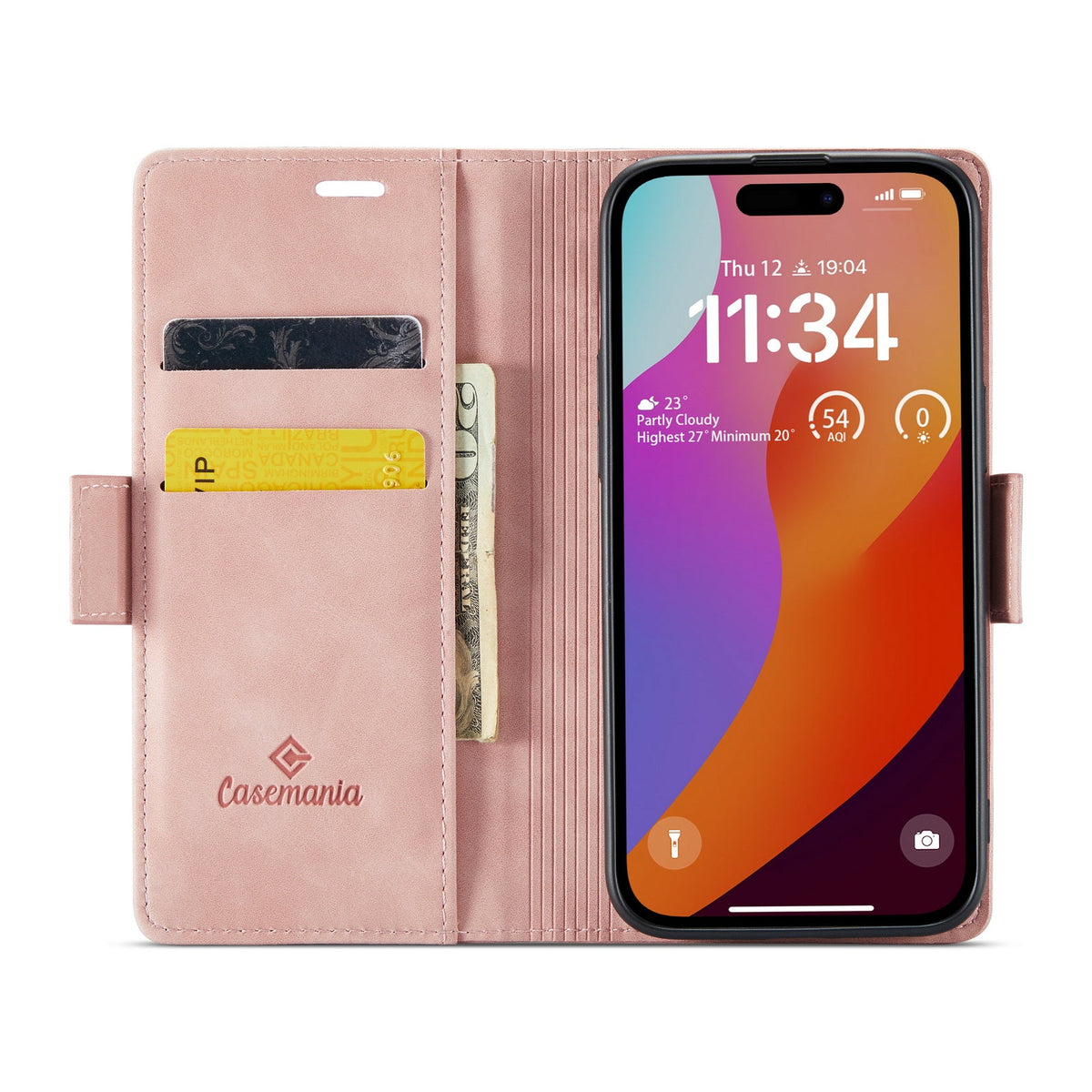 Apple iPhone 15 Pro Max Case - Pale Pink - Wallet MagSafe Case