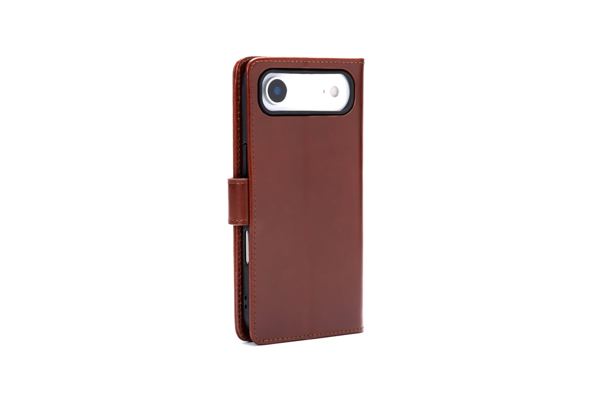 Apple iPhone Air Hoesje - Chestnut Brown - Echt Leren Bookcase