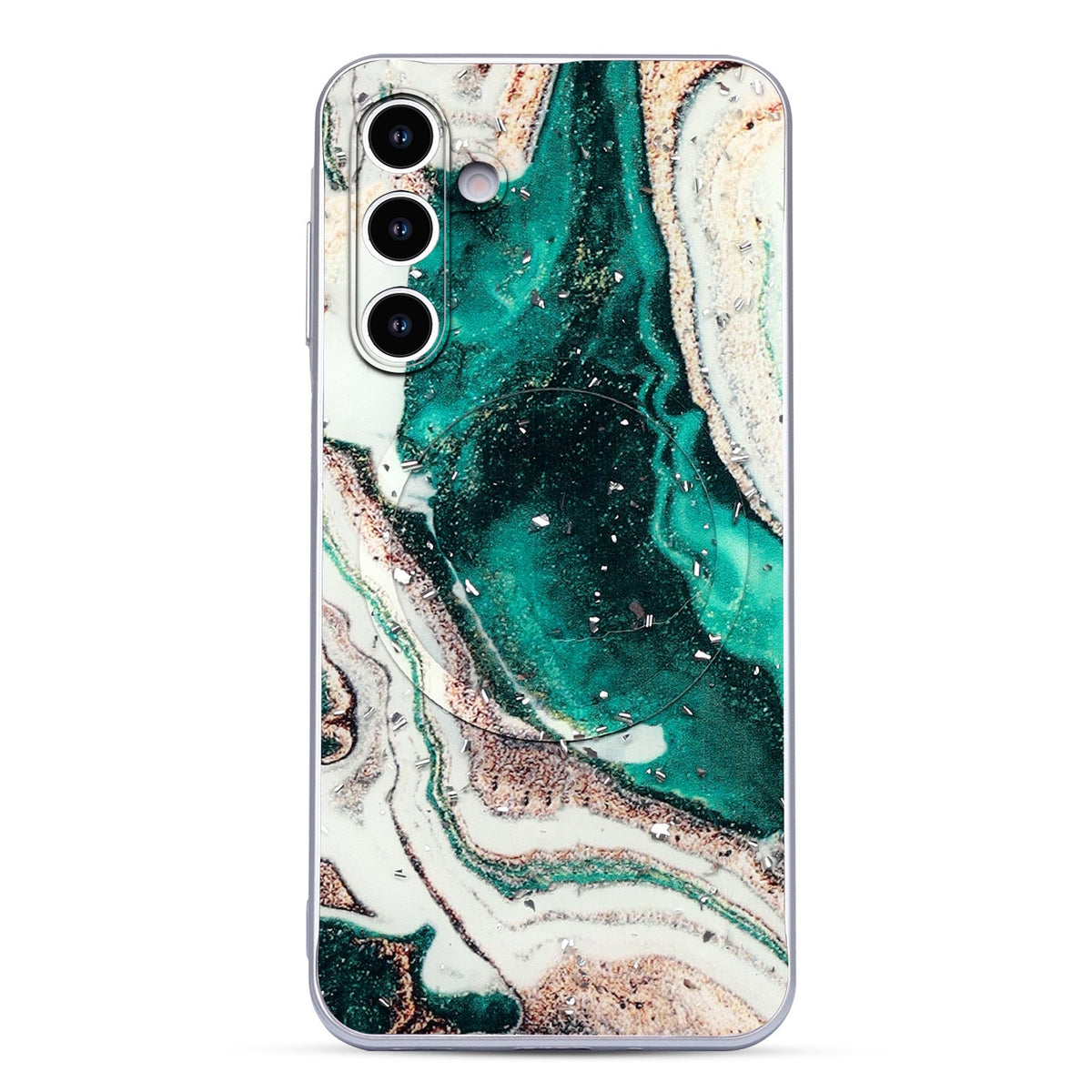 Samsung Galaxy S25 FE Hoesje - Groen - Marmer Glitter MagSafe Back Cover