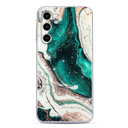 Samsung Galaxy S25 FE Hoesje - Groen - Marmer Glitter MagSafe Back Cover