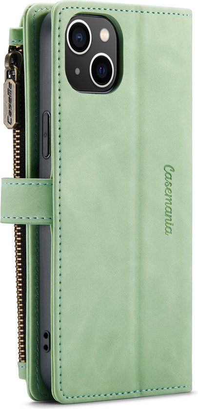 iPhone 14 Hoesje - Pistache Green - Luxe Bookcase met Rits