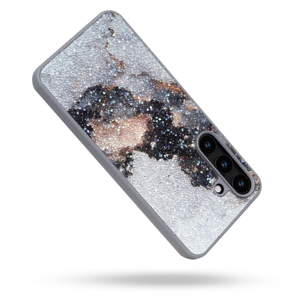 Samsung Galaxy A52 Hoesje - Grijs - Diamant Marmer Glitter Back Cover