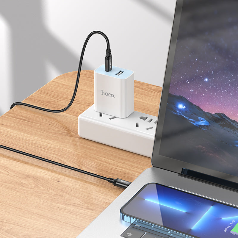 Hoco X91 Oplaad & Data Type C naar Type C Gevlochten Kabel - Geschikt voor USB-C Smartphones, Tablets, PC & Laptop