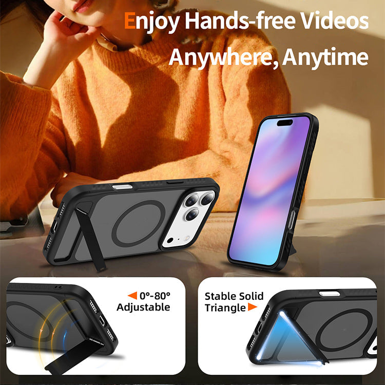 Apple iPhone 18 Pro Hoesje - Grijs - Matte Armor MagSafe Back Cover met Kickstand