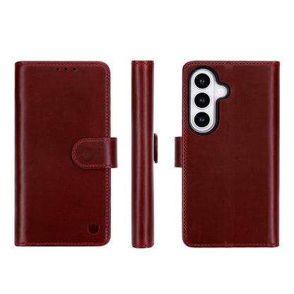 Samsung Galaxy S26 Hoesje - Burgundy Red - Echt Leren 2 in 1 MagSafe Bookcase