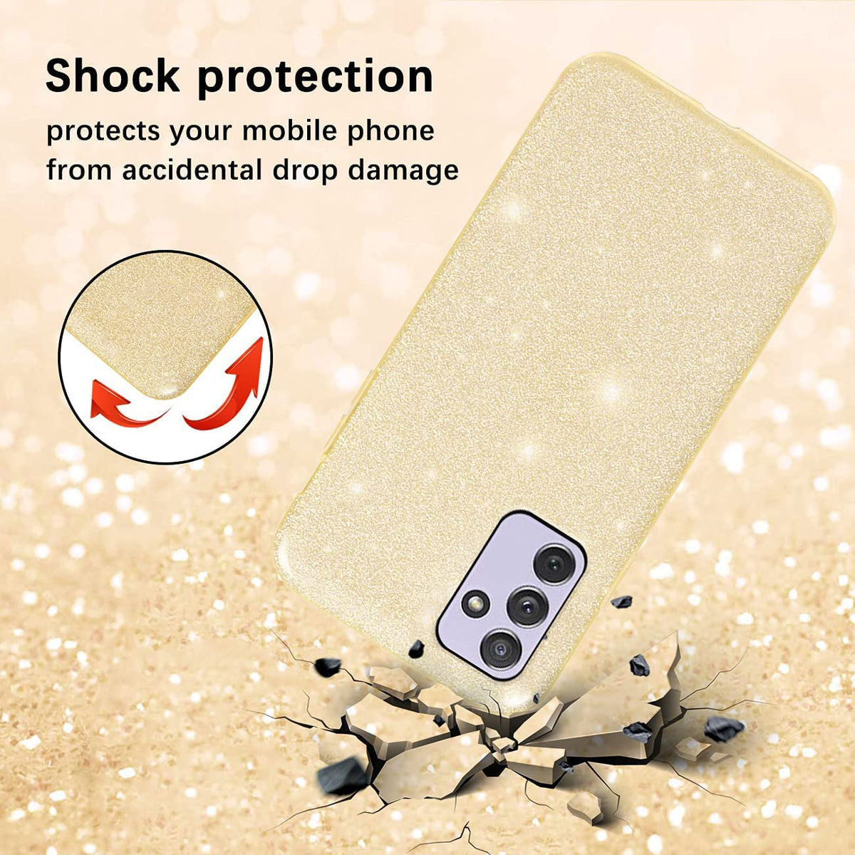 Samsung Galaxy A35 5G Hoesje - Goud - Glitter Back Cover