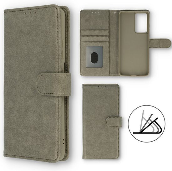 Samsung Galaxy S22 Ultra Hoesje - Grijs - Luxe Bookcase