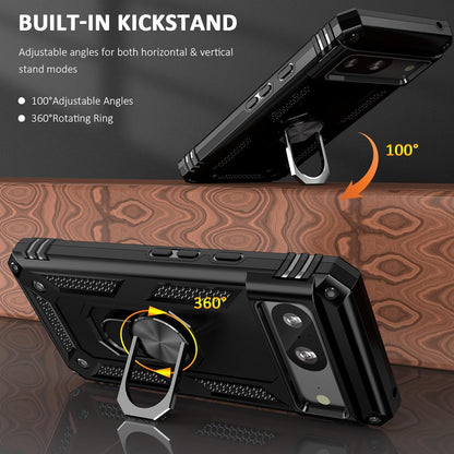 Google Pixel 8 Hoesje - Zwart - Armor Kickstand Back Cover met Magneetring