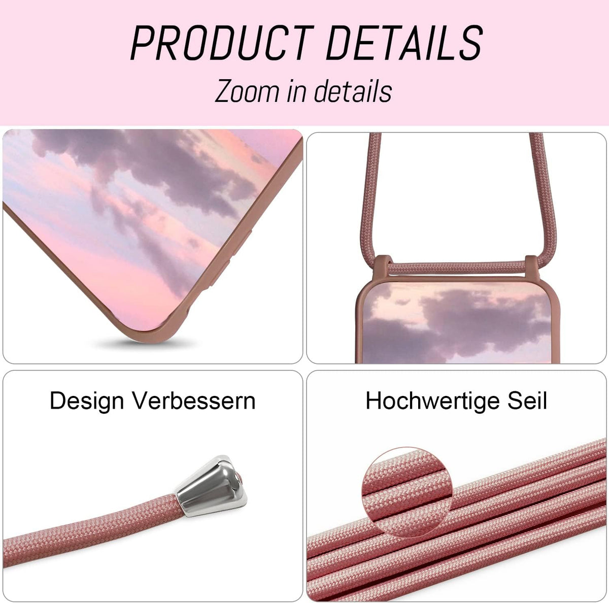 Samsung Galaxy S23 Ultra Hoesje - Roze - Siliconen Back Cover met Telefoonkoord