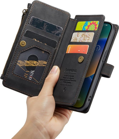 iPhone 14 Plus Hoesje - Charcoal Gray - Luxe Bookcase met Rits