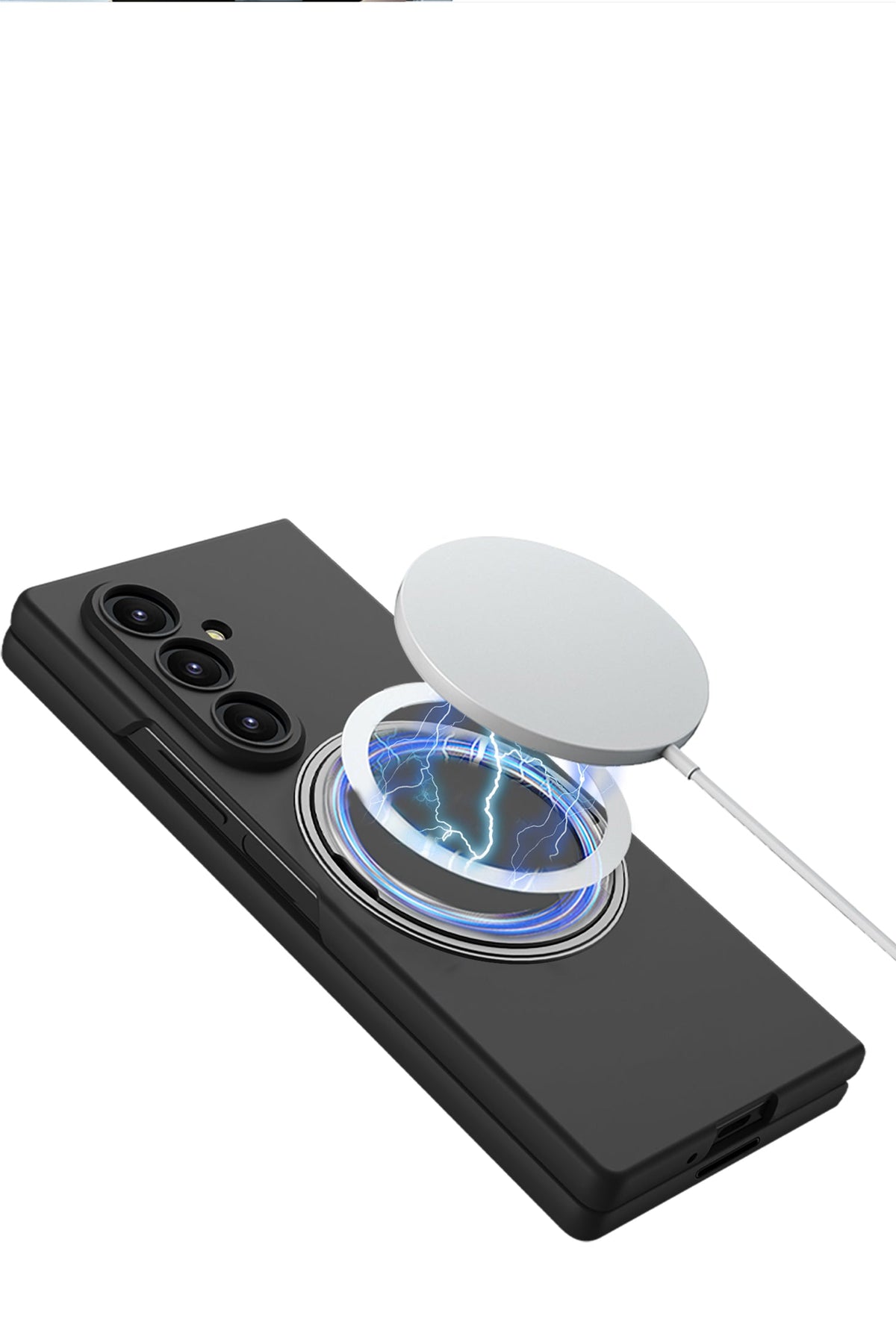 Samsung Galaxy Z Fold8 / Fold 7 Hülle - Grau - Ringhalter Magsafe Cover mit integriertem Displayschutz