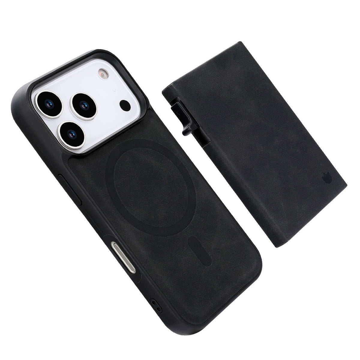 Apple iPhone 18 Pro Hoesje - Charcoal Gray - Kunstleren MagSafe Back Cover met Uitschuifbare Pasjeshouder