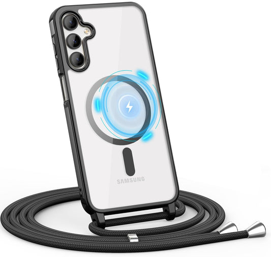 Samsung Galaxy S26 Plus Hoesje - Zwart - Siliconen MagSafe Back Cover met Telefoonkoord