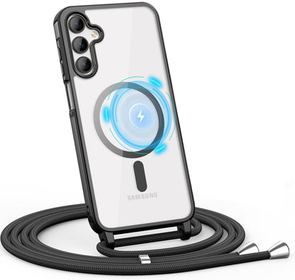 Samsung Galaxy S26 Hoesje - Zwart - Siliconen MagSafe Back Cover met Telefoonkoord