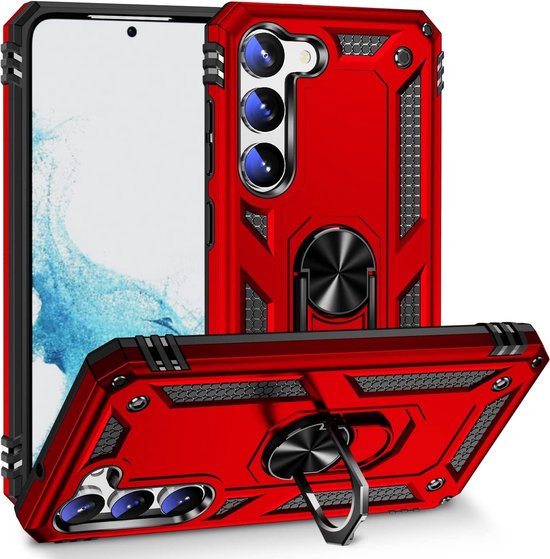 Samsung Galaxy S23 Case - Red - Armor Kickstand Back Cover