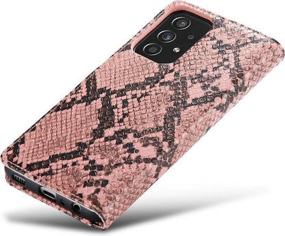 Samsung Galaxy A52 / A52S Hoesje - Roze - Slangen Bookcase