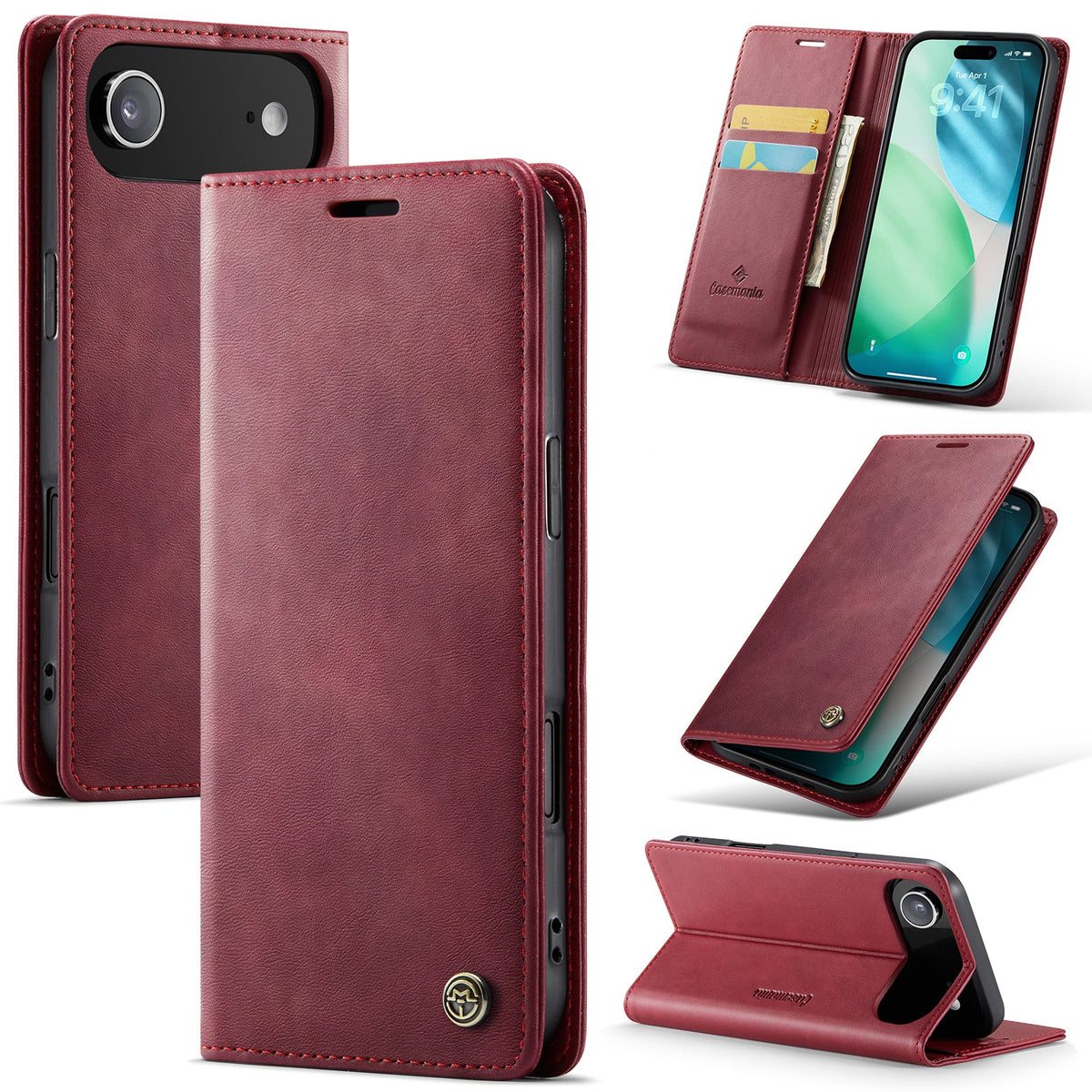 Étui Apple iPhone Air - Rouge Bourgogne - Étui portefeuille fin et luxueux