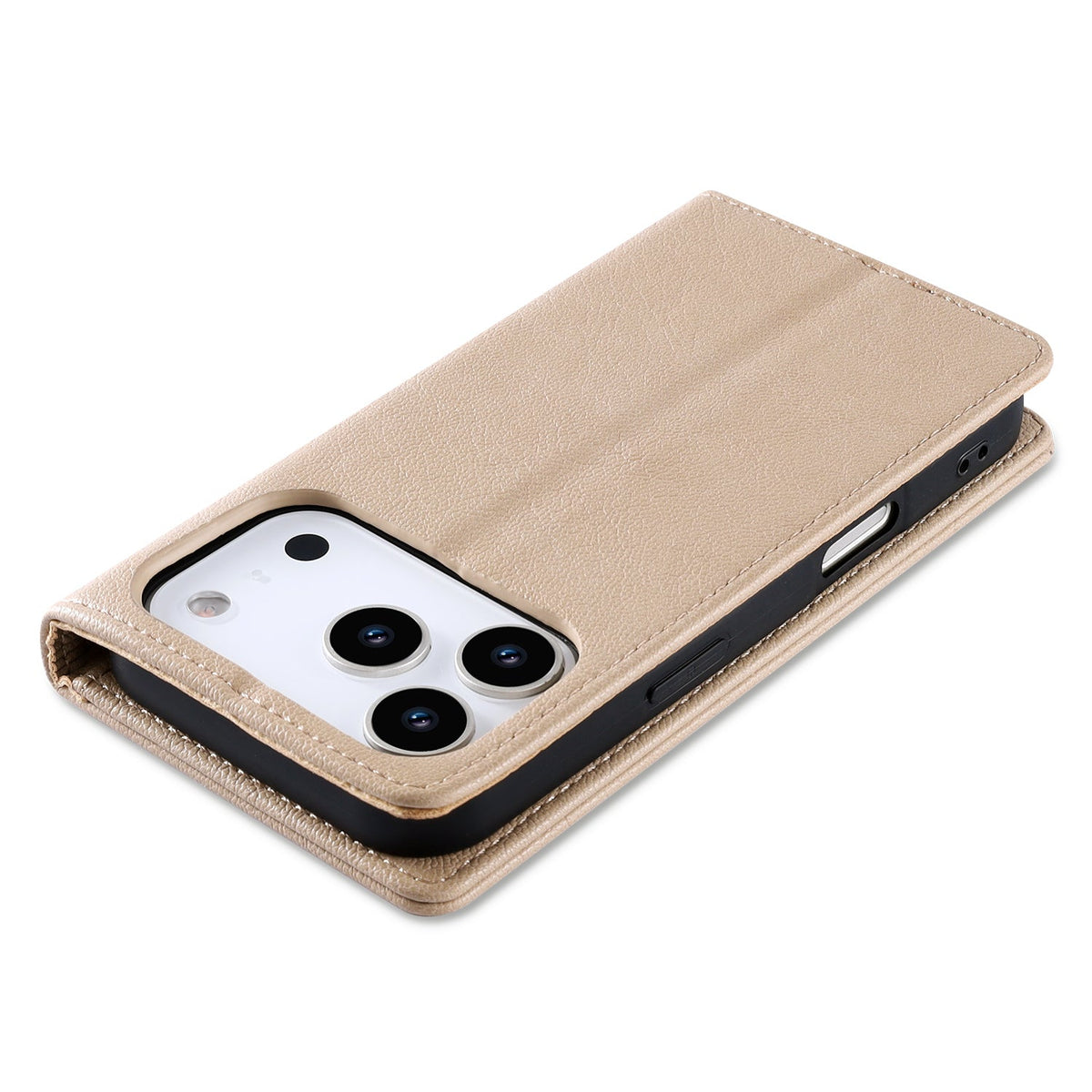 Apple iPhone 18 Pro Hoesje - Soft Beige - Dunne Leather-look Back Cover