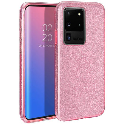 Samsung Galaxy S20 Ultra Hoesje - Roze - Glitter Back Cover