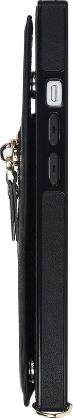 iPhone 13 Hoesje - Zwart - Luxe Back Cover met Telefoonkoord en Rits